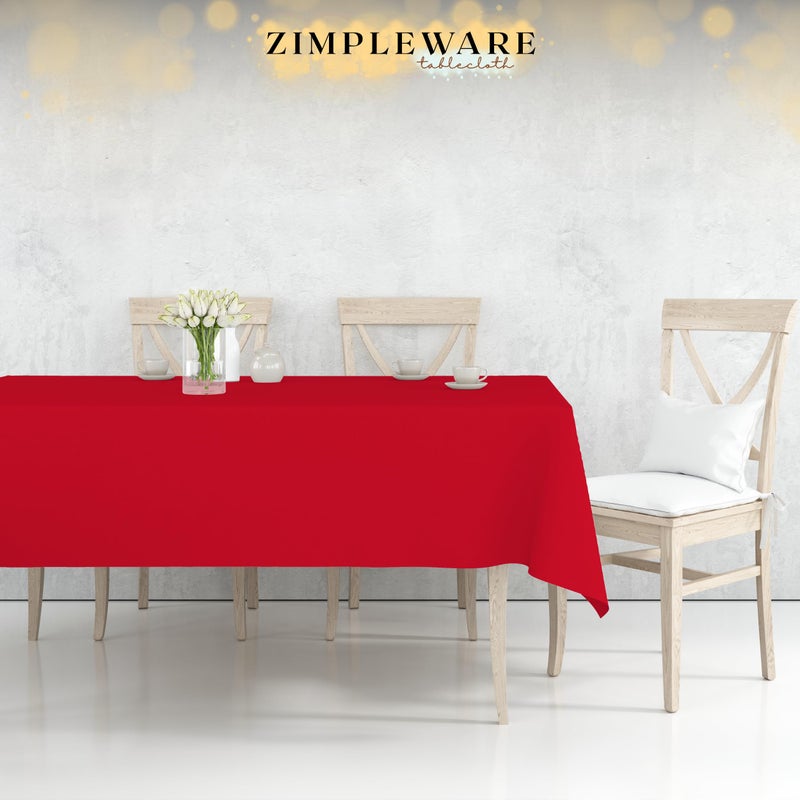 ZIMPLEWARE Premium Red Plastic Table Cloth Disposable (12 Pk) Plastic Tablecloths for Rectangle Tables (54in x 108in) Party Table Cloths Disposable for 6ft to 8ft Rectangle Tables - Image 4